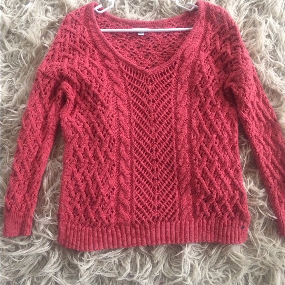 American Eagle Coral Ribbed Sweater